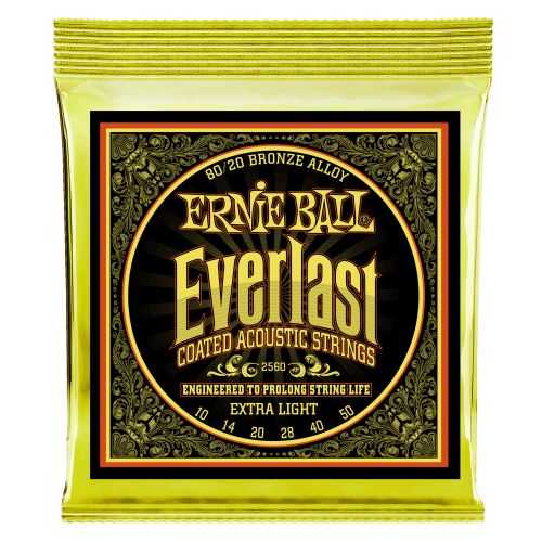 Ernie Ball Extra Light Everlast Coated 80/20 Bronze 10-50 — akustiskās ģitāras stīgas