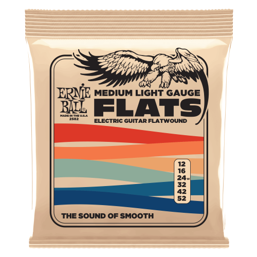 Ernie Ball Medium-Light Stainless Steel Flatwound - 12-52 — elektriskās ģitāras stīgas Ernie Ball Medium-Light Stainless Steel Flatwound - 12-52 — elektriskās ģitāras stīgas