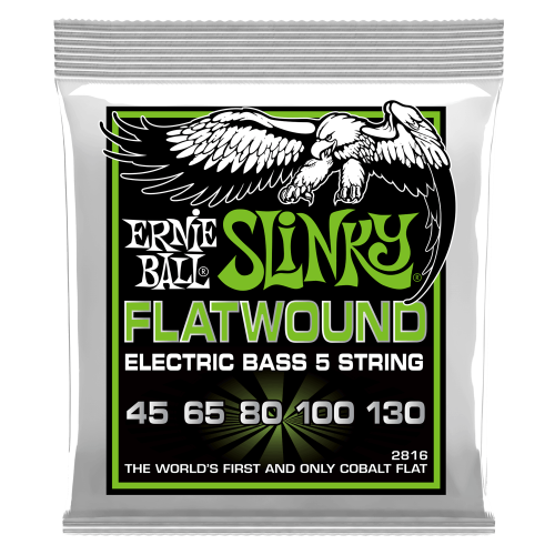 Ernie Ball Regular Slinky Cobalt Flatwound 5-String 45-130 — basģitāras stīgas Ernie Ball Regular Slinky Cobalt Flatwound 5-String 45-130 — basģitāras stīgas