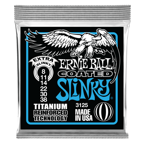 Ernie Ball Extra Slinky Coated Titanium RPS 8-38 — elektriskās ģitāras stīgas Ernie Ball Extra Slinky Coated Titanium RPS 8-38 — elektriskās ģitāras stīgas