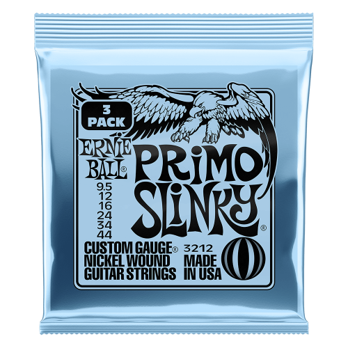 Ernie Ball Primo Slinky Nickel Wound 9.5-44 - 3 paku iepakojums — elektriskās ģitāras stīgas Ernie Ball Primo Slinky Nickel Wound 9.5-44 - 3 paku iepakojums — elektriskās ģitāras stīgas