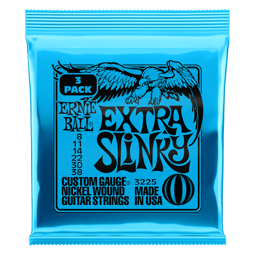 Ernie Ball Extra Slinky Nickel Wound 8-38 - 3 paku iepakojums — elektriskās ģitāras stīgas Ernie Ball Extra Slinky Nickel Wound 8-38 - 3 paku iepakojums — elektriskās ģitāras stīgas