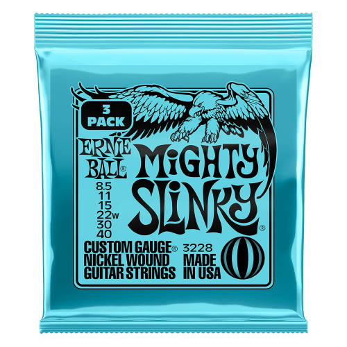 Ernie Ball Mighty Slinky Nickel Wound 8.5-40 - 3 paku iepakojums — elektriskās ģitāras stīgas