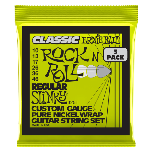 Ernie Ball Regular Slinky Classic Rock n Roll Pure Nickel Wrap 10-46 - 3 paku iepakojums — elektriskās ģitāras stīgas