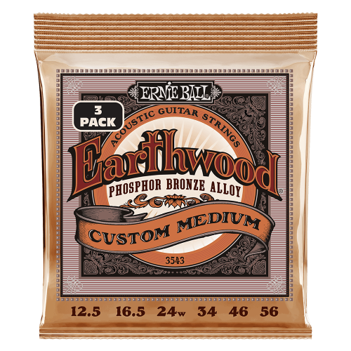 Ernie Ball Custom Medium Earthwood Phosphor Bronze 12.5-56 - 3 paku iepakojums — akustiskās ģitāras stīgas Ernie Ball Custom Medium Earthwood Phosphor Bronze 12.5-56 - 3 paku iepakojums — akustiskās ģitāras stīgas