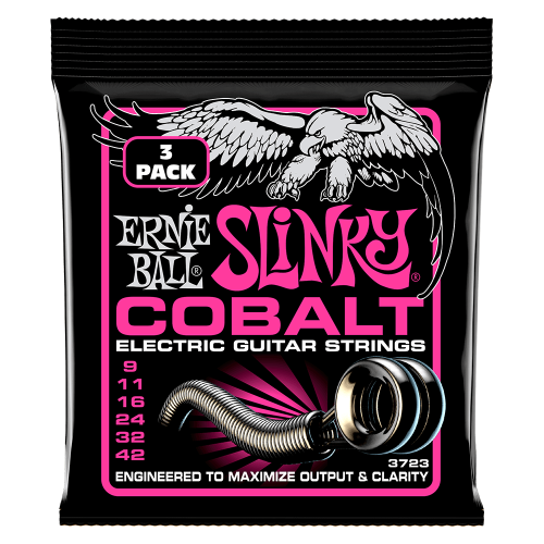 Ernie Ball Super Slinky Cobalt 9-42 - 3 paku iepakojums — elektriskās ģitāras stīgas