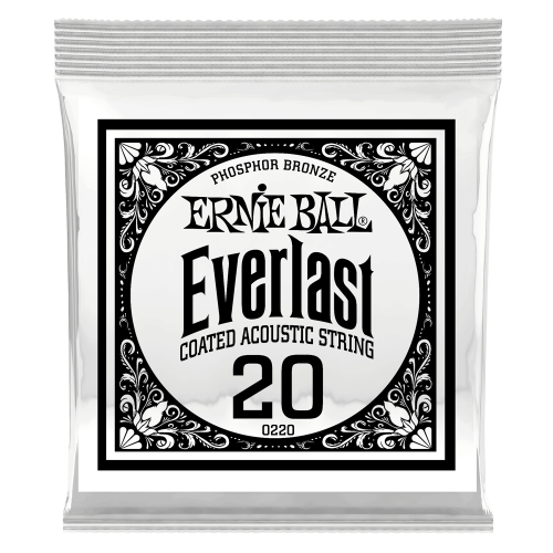 Ernie Ball .020 Everlast Coated Phosphor Bronze — akustiskās ģitāras atsevišķa stīga Ernie Ball .020 Everlast Coated Phosphor Bronze — akustiskās ģitāras atsevišķa stīga
