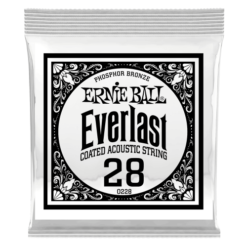 Ernie Ball .028 Everlast Coated Phosphor Bronze — akustiskās ģitāras atsevišķa stīga Ernie Ball .028 Everlast Coated Phosphor Bronze — akustiskās ģitāras atsevišķa stīga