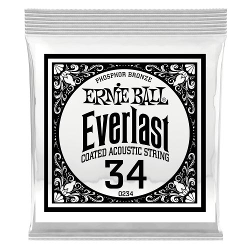 Ernie Ball .034 Everlast Coated Phosphor Bronze — akustiskās ģitāras atsevišķa stīga