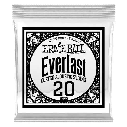 Ernie Ball .020 Everlast Coated 80/20 Bronze — akustiskās ģitāras atsevišķa stīga Ernie Ball .020 Everlast Coated 80/20 Bronze — akustiskās ģitāras atsevišķa stīga