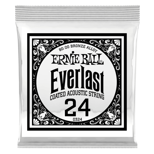 Ernie Ball .024 Everlast Coated 80/20 Bronze — akustiskās ģitāras atsevišķa stīga Ernie Ball .024 Everlast Coated 80/20 Bronze — akustiskās ģitāras atsevišķa stīga