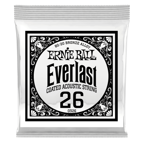 Ernie Ball .026 Everlast Coated 80/20 Bronze — akustiskās ģitāras atsevišķa stīga Ernie Ball .026 Everlast Coated 80/20 Bronze — akustiskās ģitāras atsevišķa stīga