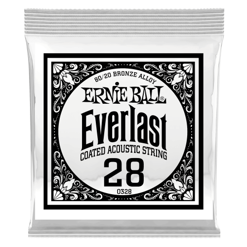 Ernie Ball .028 Everlast Coated 80/20 Bronze — akustiskās ģitāras atsevišķa stīga Ernie Ball .028 Everlast Coated 80/20 Bronze — akustiskās ģitāras atsevišķa stīga