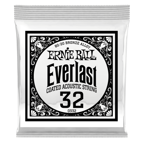 Ernie Ball .032 Everlast Coated 80/20 Bronze — akustiskās ģitāras atsevišķa stīga Ernie Ball .032 Everlast Coated 80/20 Bronze — akustiskās ģitāras atsevišķa stīga