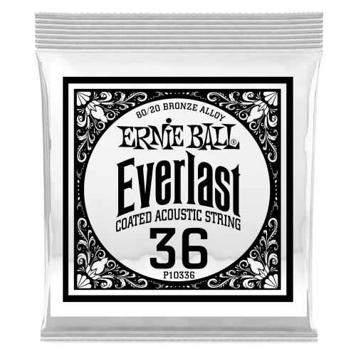 Ernie Ball .036 Everlast Coated 80/20 Bronze — akustiskās ģitāras atsevišķa stīga Ernie Ball .036 Everlast Coated 80/20 Bronze — akustiskās ģitāras atsevišķa stīga