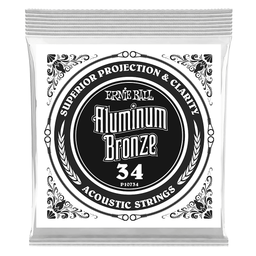 Ernie Ball .034 Aluminum Bronze Wound — akustiskās ģitāras atsevišķa stīga Ernie Ball .034 Aluminum Bronze Wound — akustiskās ģitāras atsevišķa stīga