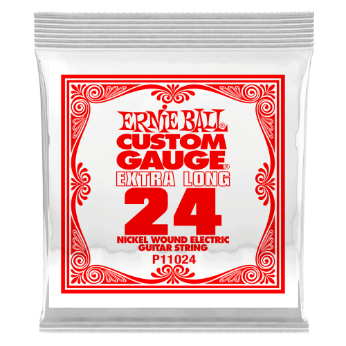 Ernie Ball .024 Extra Long Nickel Wound — elektriskās ģitāras atsevišķa stīga Ernie Ball .024 Extra Long Nickel Wound — elektriskās ģitāras atsevišķa stīga