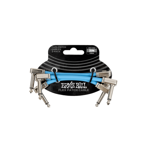 Ernie Ball Flex Patch Cable 3in - Blue - 3 paku iepakojums — pedāļu savienojuma vads Ernie Ball Flex Patch Cable 3in - Blue - 3 paku iepakojums — pedāļu savienojuma vads