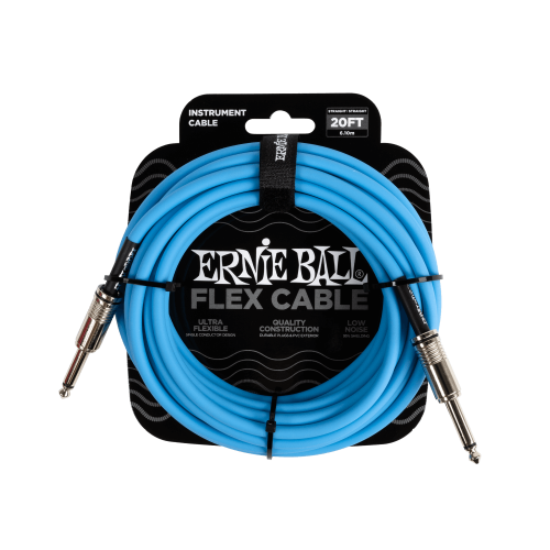 Ernie Ball Flex Instrument Cable Straight/Straight 20ft - Blue — instrumentu vads Ernie Ball Flex Instrument Cable Straight/Straight 20ft - Blue — instrumentu vads