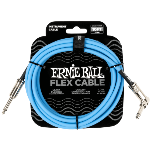 Ernie Ball Flex Instrument Cable Straight/Angle 10ft - Blue — instrumentu vads Ernie Ball Flex Instrument Cable Straight/Angle 10ft - Blue — instrumentu vads
