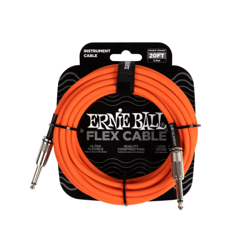 Ernie Ball Flex Instrument Cable Straight/Straight 20ft - Orange — instrumentu vads