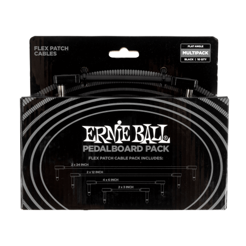 Ernie Ball Flex Patch Cables Pedalboard Multi-Pack - Black — pedāļu savienojuma vads Ernie Ball Flex Patch Cables Pedalboard Multi-Pack - Black — pedāļu savienojuma vads