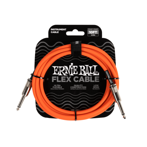 Ernie Ball Flex Instrument Cable Straight/Straight 10ft - Orange — instrumentu vads
