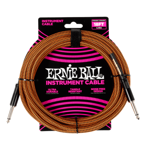 Ernie Ball Braided Instrument Cable Straight/Straight 18ft - Pumpkin Pie — instrumentu vads Ernie Ball Braided Instrument Cable Straight/Straight 18ft - Pumpkin Pie — instrumentu vads