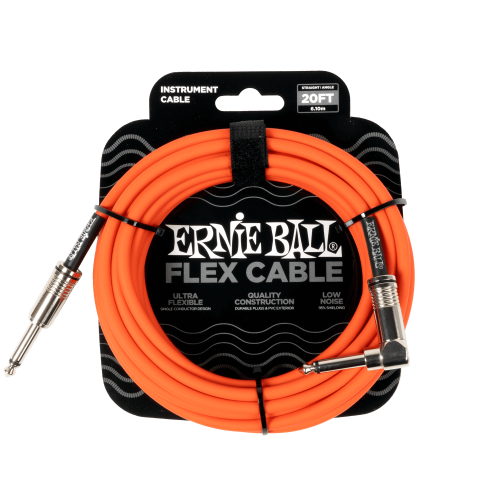 Ernie Ball Flex Instrument Cable Straight/Angle 20ft - Orange — instrumentu vads