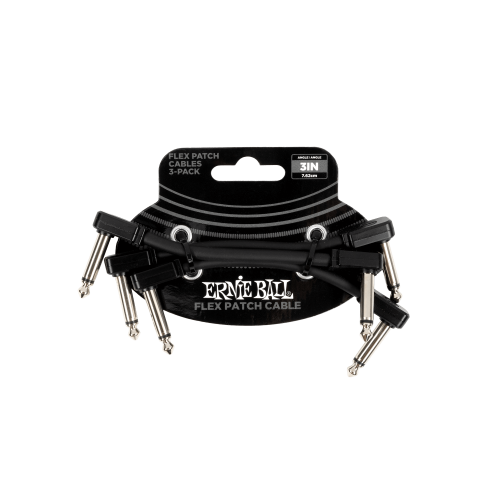Ernie Ball Flex Patch Cable 3in - Black - 3 paku iepakojums — pedāļu savienojuma vads Ernie Ball Flex Patch Cable 3in - Black - 3 paku iepakojums — pedāļu savienojuma vads