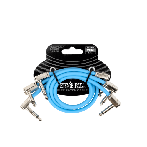 Ernie Ball Flex Patch Cable 12in - Blue - 3 paku iepakojums — pedāļu savienojuma vads Ernie Ball Flex Patch Cable 12in - Blue - 3 paku iepakojums — pedāļu savienojuma vads