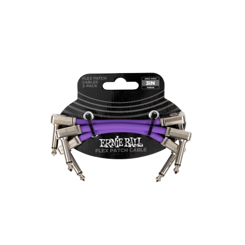 Ernie Ball Flex Patch Cable 3in - Purple - 3 paku iepakojums — pedāļu savienojuma vads Ernie Ball Flex Patch Cable 3in - Purple - 3 paku iepakojums — pedāļu savienojuma vads