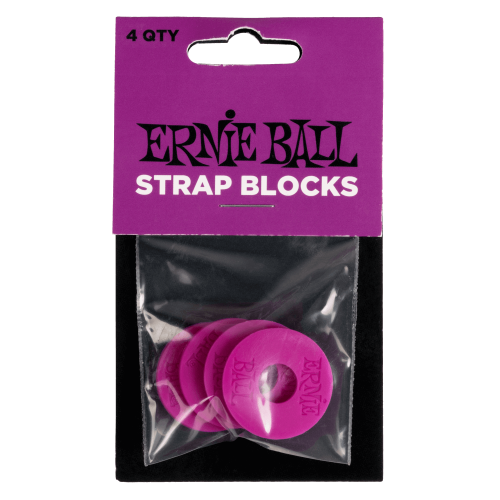 Ernie Ball Strap Blocks - Purple - 4 paku iepakojums — siksnas fiksatori Ernie Ball Strap Blocks - Purple - 4 paku iepakojums — siksnas fiksatori