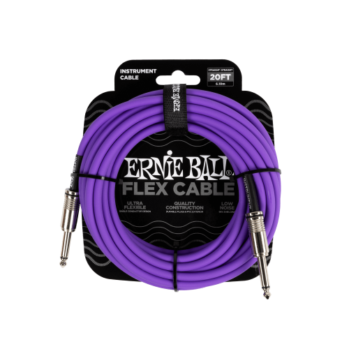 Ernie Ball Flex Instrument Cable Straight/Straight 20ft - Purple — instrumentu vads Ernie Ball Flex Instrument Cable Straight/Straight 20ft - Purple — instrumentu vads