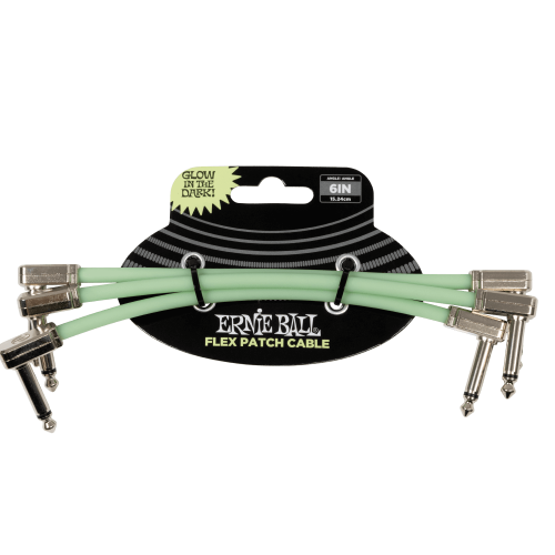 Ernie Ball Flex Patch Cable 6in - Glow in Dark - 3 paku iepakojums — pedāļu savienojuma vads Ernie Ball Flex Patch Cable 6in - Glow in Dark - 3 paku iepakojums — pedāļu savienojuma vads