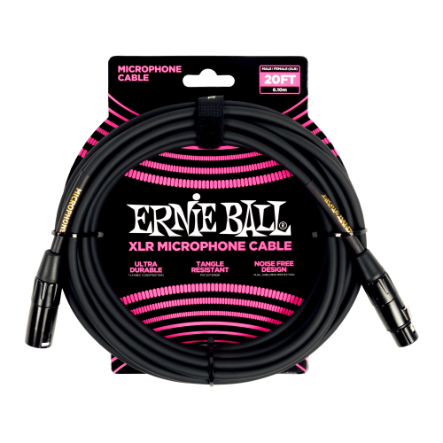 Ernie Ball Classic XLR Microphone Cable Male/Female 20ft - Black — mikrofona vads Ernie Ball Classic XLR Microphone Cable Male/Female 20ft - Black — mikrofona vads