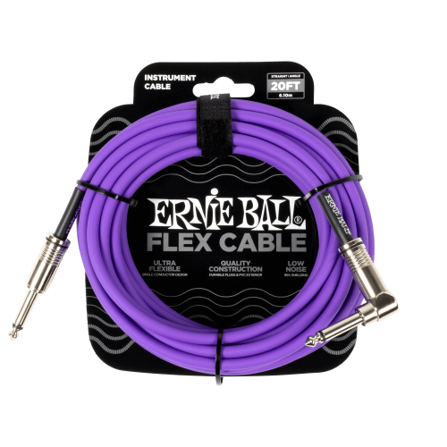 Ernie Ball Flex Instrument Cable Straight/Angle 20ft - Purple — instrumentu vads Ernie Ball Flex Instrument Cable Straight/Angle 20ft - Purple — instrumentu vads