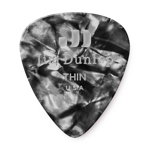 Jim Dunlop 483P02TH Black Pearloid Celluloid Thin Guitar Picks (12-Bag) — mediatoru komplekts Jim Dunlop 483P02TH Black Pearloid Celluloid Thin Guitar Picks (12-Bag) — mediatoru komplekts
