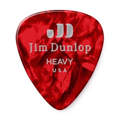 Jim Dunlop 483P09HV Red Pearloid Celluloid Heavy Guitar Picks (12-Bag) — mediatoru komplekts Jim Dunlop 483P09HV Red Pearloid Celluloid Heavy Guitar Picks (12-Bag) — mediatoru komplekts