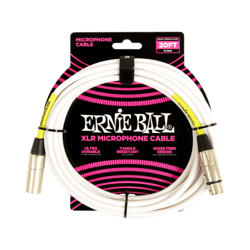 Ernie Ball Classic XLR Microphone Cable Male/Female 20ft - White — mikrofona vads Ernie Ball Classic XLR Microphone Cable Male/Female 20ft - White — mikrofona vads