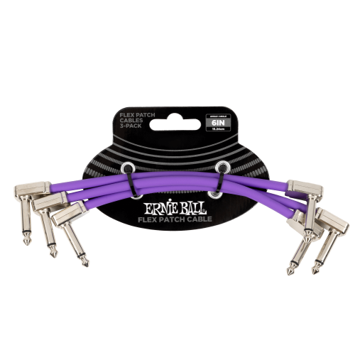 Ernie Ball Flex Patch Cable 6in - Purple - 3 paku iepakojums — pedāļu savienojuma vads Ernie Ball Flex Patch Cable 6in - Purple - 3 paku iepakojums — pedāļu savienojuma vads