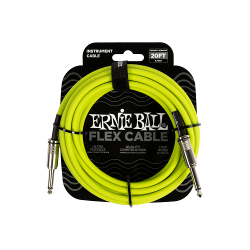 Ernie Ball Flex Instrument Cable Straight/Straight 20ft - Green — instrumentu vads Ernie Ball Flex Instrument Cable Straight/Straight 20ft - Green — instrumentu vads