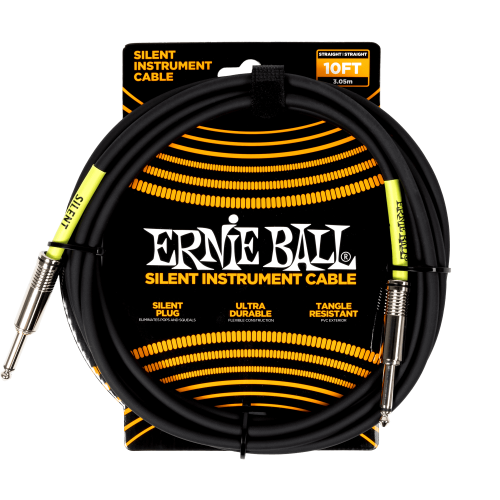 Ernie Ball Classic Silent Instrument Cable, Straight/Straight 10ft - Black — instrumentu vads