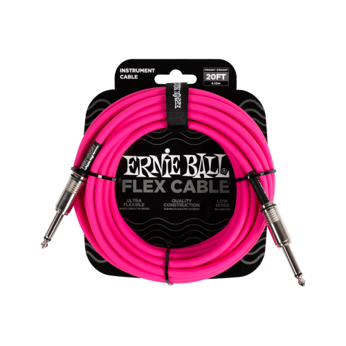Ernie Ball Flex Instrument Cable Straight/Straight 20ft - Pink — instrumentu vads