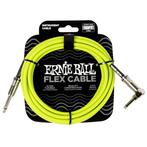 Ernie Ball Flex Instrument Cable Straight/Angle 10ft - Green — instrumentu vads