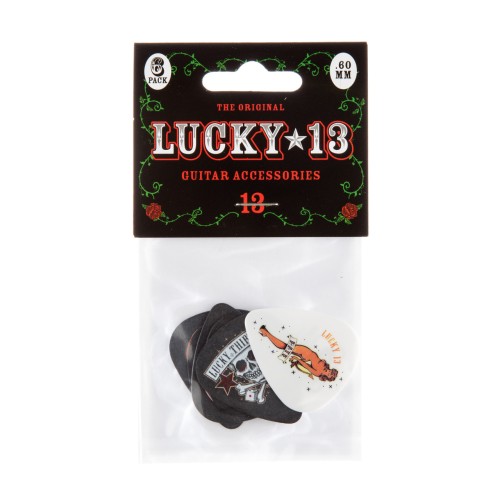 Jim Dunlop L13BP060 Lucky 13 Assorted Guitar Picks .60Mm (6-Pack) — mediatoru komplekts Jim Dunlop L13BP060 Lucky 13 Assorted Guitar Picks .60Mm (6-Pack) — mediatoru komplekts