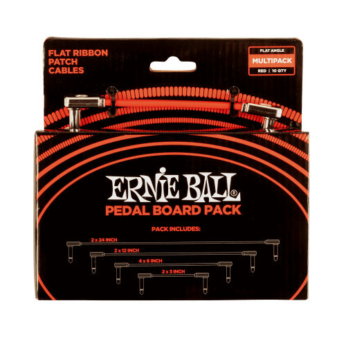 Ernie Ball Flat Ribbon Patch Cables Pedalboard Multi-Pack - Red — pedāļu savienojuma vads Ernie Ball Flat Ribbon Patch Cables Pedalboard Multi-Pack - Red — pedāļu savienojuma vads