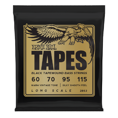 Ernie Ball Tapes Long Scale Black Tapewound (60-115) — basģitāras stīgas