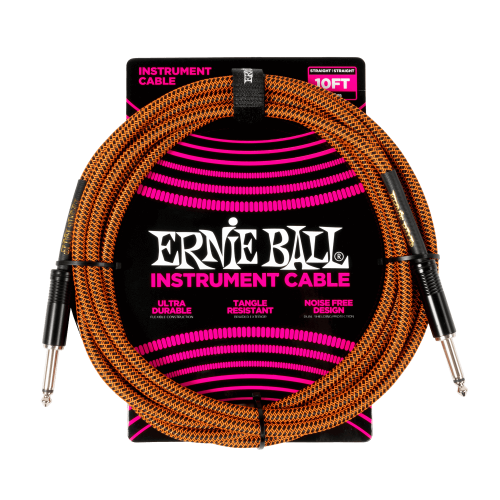 Ernie Ball Braided Instrument Cable Straight/Straight 10ft - Pumpkin Pie — instrumentu vads Ernie Ball Braided Instrument Cable Straight/Straight 10ft - Pumpkin Pie — instrumentu vads