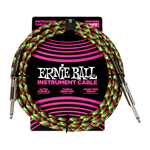 Ernie Ball Braided Instrument Cable Straight/Straight 10ft - Good Vibrations — instrumentu vads Ernie Ball Braided Instrument Cable Straight/Straight 10ft - Good Vibrations — instrumentu vads